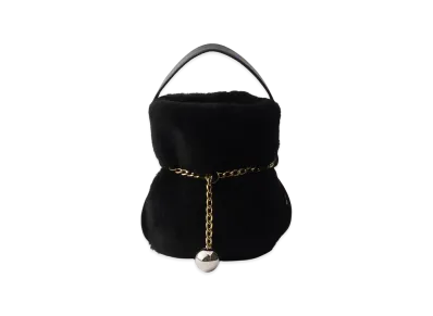 PRADA Petit Sac Noir Shearling x Nappa Leather Mini Bucket Bag "Black"