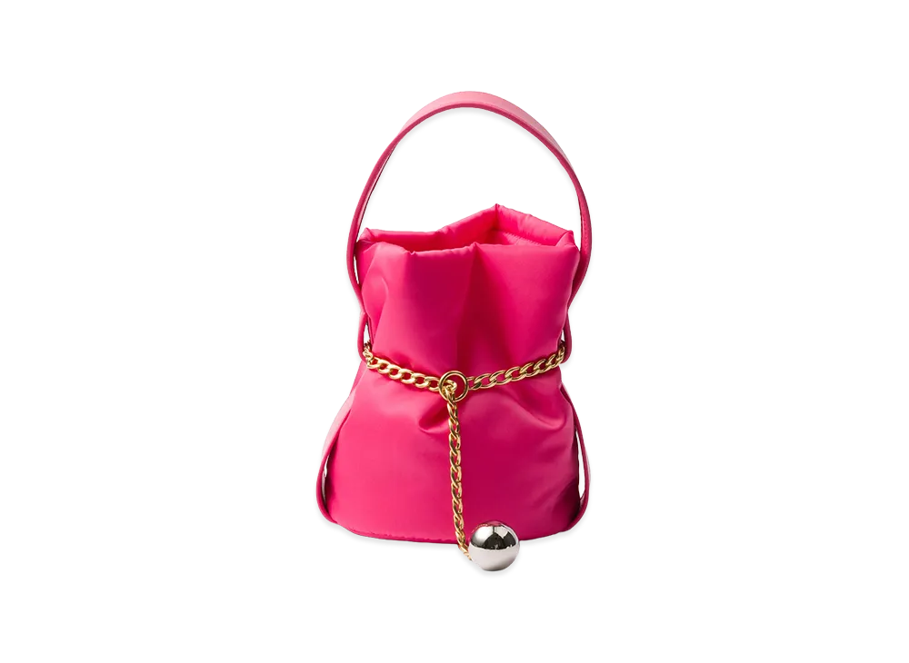 PRADA Petit Sac Noir Re-Nylon x Nappa Leather Mini Bucket Bag "Peony Pink"