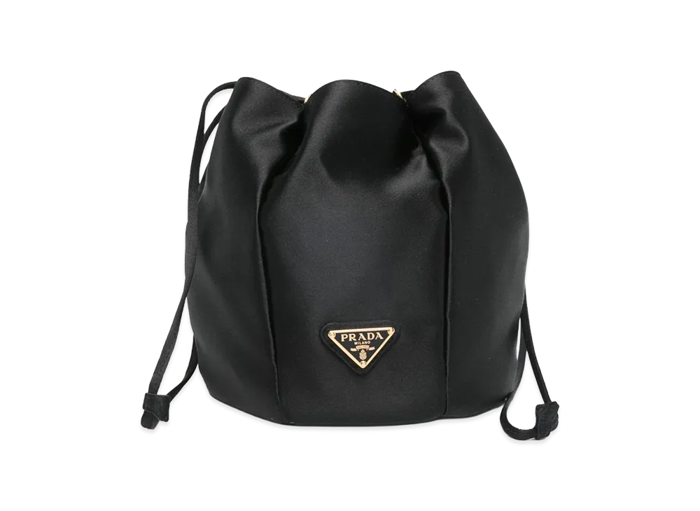 PRADA Women's Satin Mini Bucket Bag "Black"