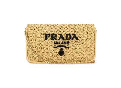 PRADA Women's Raffia Crossbody Bag "Beige"