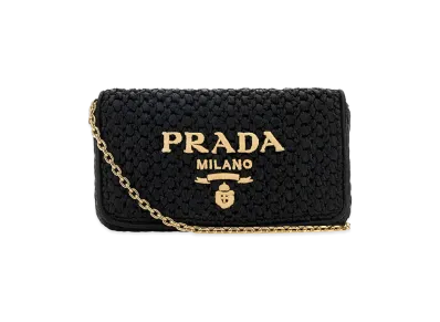 PRADA Women's Raffia Crossbody Bag "Black"