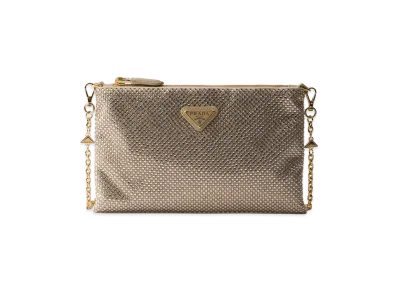 PRADA Mini Clutch with Crystals and Shoulder Strap "Sand Beige"
