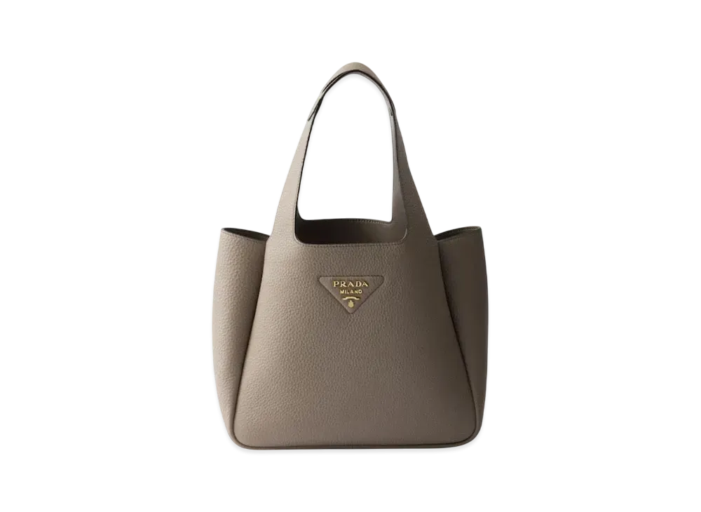 PRADA Small Leather Tote Bag "Light Gray"