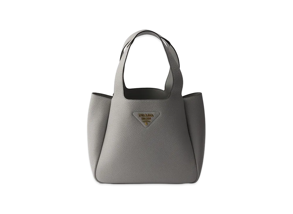 PRADA Small Leather Tote Bag "Granite Grey"