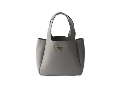 PRADA Small Leather Tote Bag "Granite Grey"