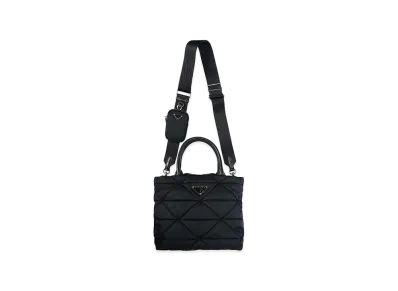 PRADA Women's Logo Triangle Logo 2Way Small Padded Re-Nylon Tote Bag "Black"