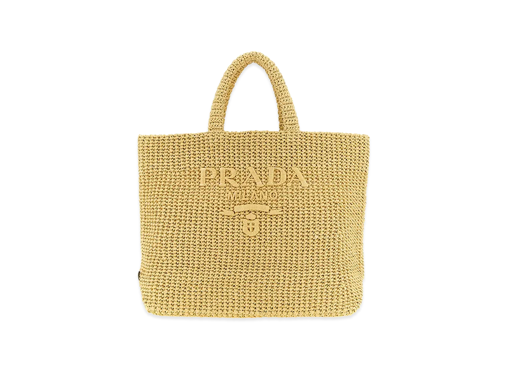 PRADA Wonen's Crochet Raffia Shopping Bag "Beige"