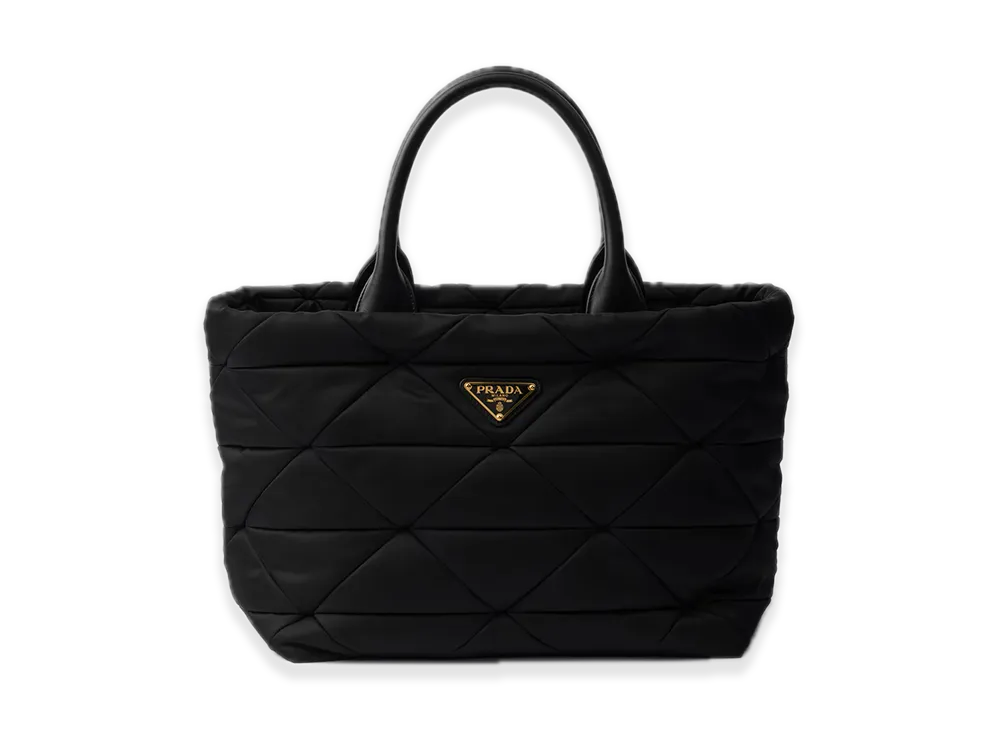 プラダ ミディアム パデッド リナイロン x レザー トートバッグ "ブラック" 1BG436_RDJN_F0632_V_B9M
