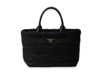 PRADA Medium Padded Re-Nylon x Leather Tote Bag "Black"