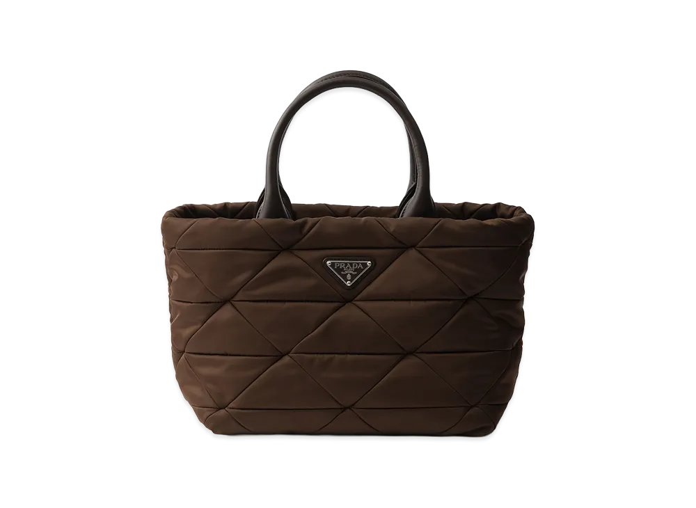 PRADA Medium Padded Re-Nylon x Leather Tote Bag "Sienna Brown"