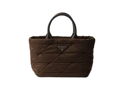 PRADA Medium Padded Re-Nylon x Leather Tote Bag "Sienna Brown"