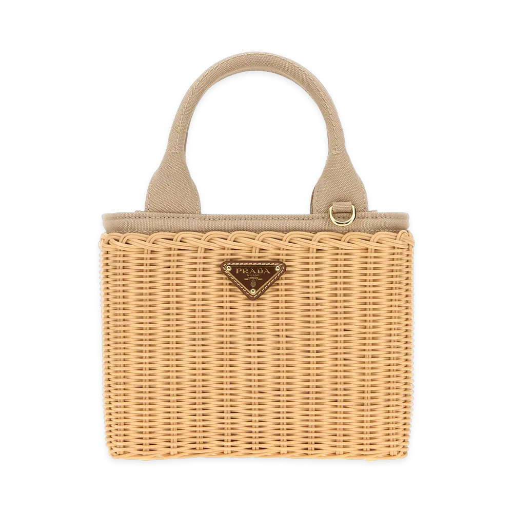 PRADA Women's Wicker Small Handbag "Tan"