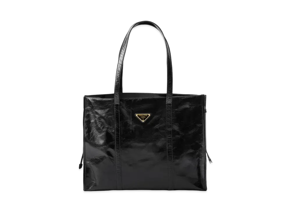 PRADA Large Leather Tote Bag "Black"