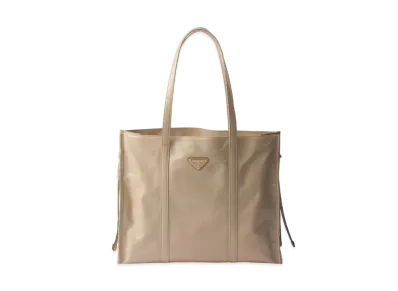 PRADA Large Leather Tote Bag "Travertine"