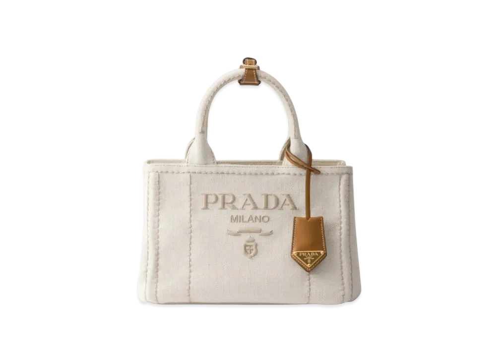 PRADA Small Linen Blend Handbag "Natural"