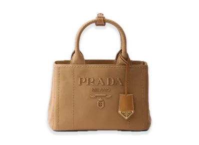 PRADA Small Cotton Canvas Handbag "Tobacco"