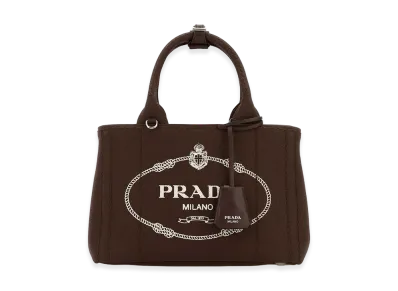 PRADA Women's Canvas Small Jardiniere Handbag "Brown"