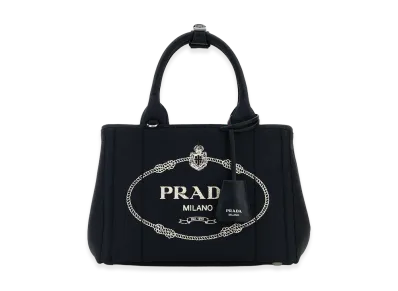 PRADA Women's Canvas Small Jardiniere Handbag "Dark Blue"