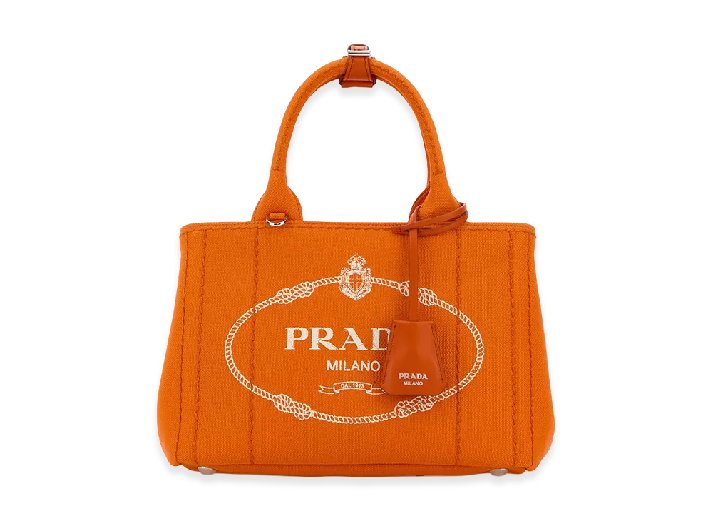PRADA Women's Canvas Small Jardiniere Handbag "Orange"