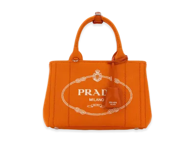 PRADA Women's Canvas Small Jardiniere Handbag "Orange"