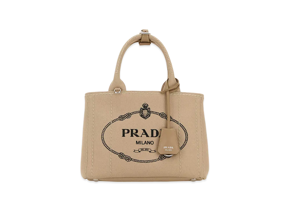 PRADA Women's Canvas Small Jardinia Re Handbag "Beige"