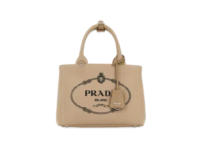 PRADA Women's Canvas Small Jardinia Re Handbag "Beige"