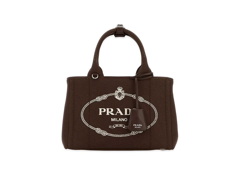 PRADA Women's Canvas Small Jardinia Re Handbag "Brown"
