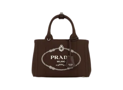 PRADA Women's Canvas Small Jardinia Re Handbag "Brown"