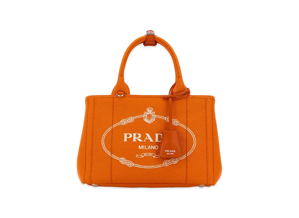 PRADA Women's Canvas Small Jardinia Re Handbag "Orange"