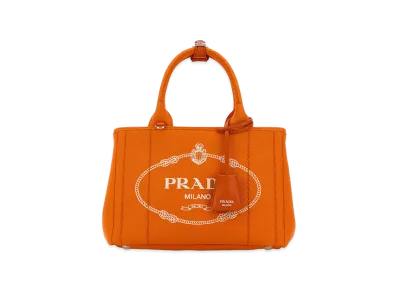 PRADA Women's Canvas Small Jardinia Re Handbag "Orange"