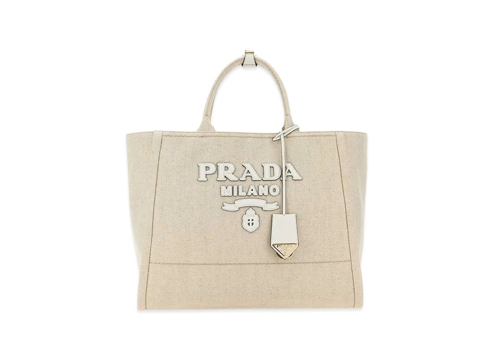 PRADA Women's Canvas Shopping Bag "Beige"