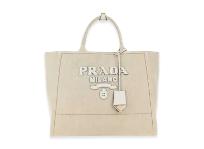 PRADA Women's Canvas Shopping Bag "Sand Beige"