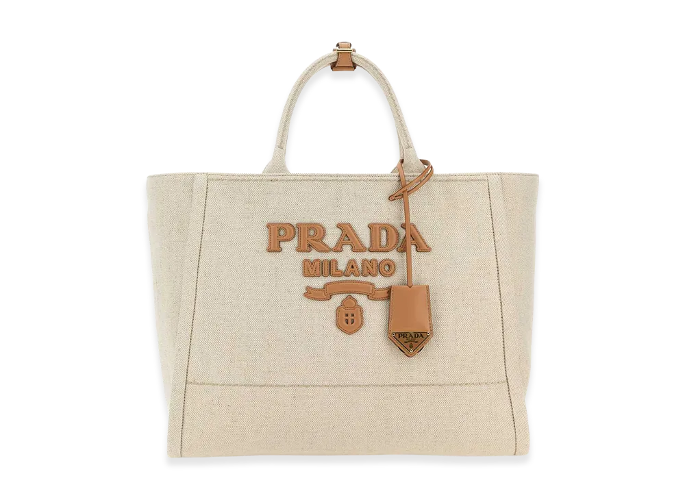 PRADA Women's Canvas Shopping Bag "Sand Beige"