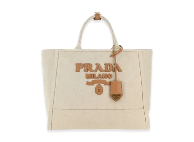 PRADA Women's Canvas Shopping Bag "Sand Beige"