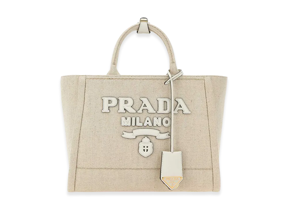PRADA Women's Canvas Shopping Bag "Sand Beige"