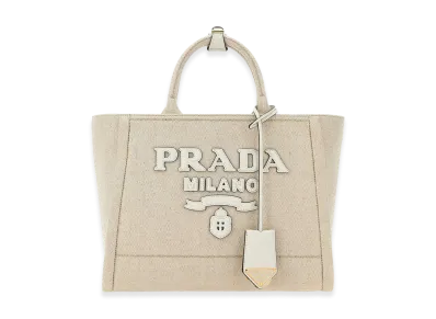 PRADA Women's Canvas Shopping Bag "Sand Beige"
