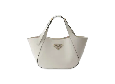 Prada Medium Leather Tote Bag "White"
