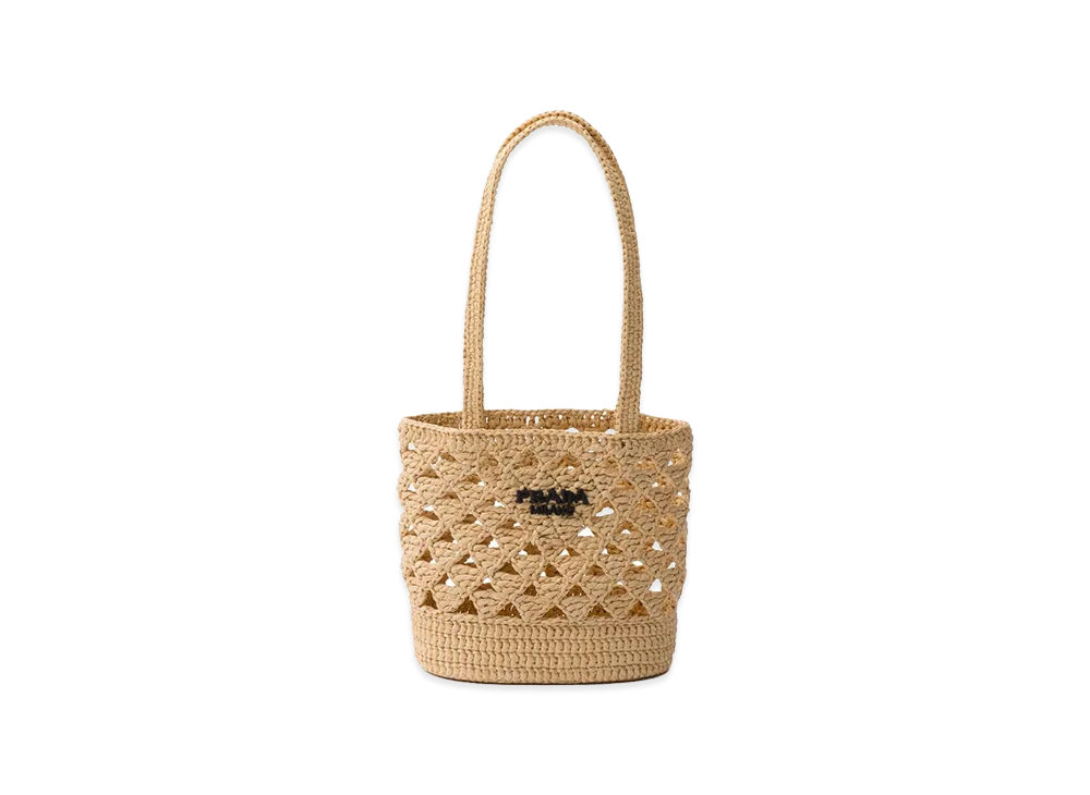 PRADA Women's Crochet Logo Handbag "Beige"