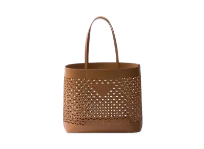 PRADA Large Perforated Leather Tote Bag "Caramel"