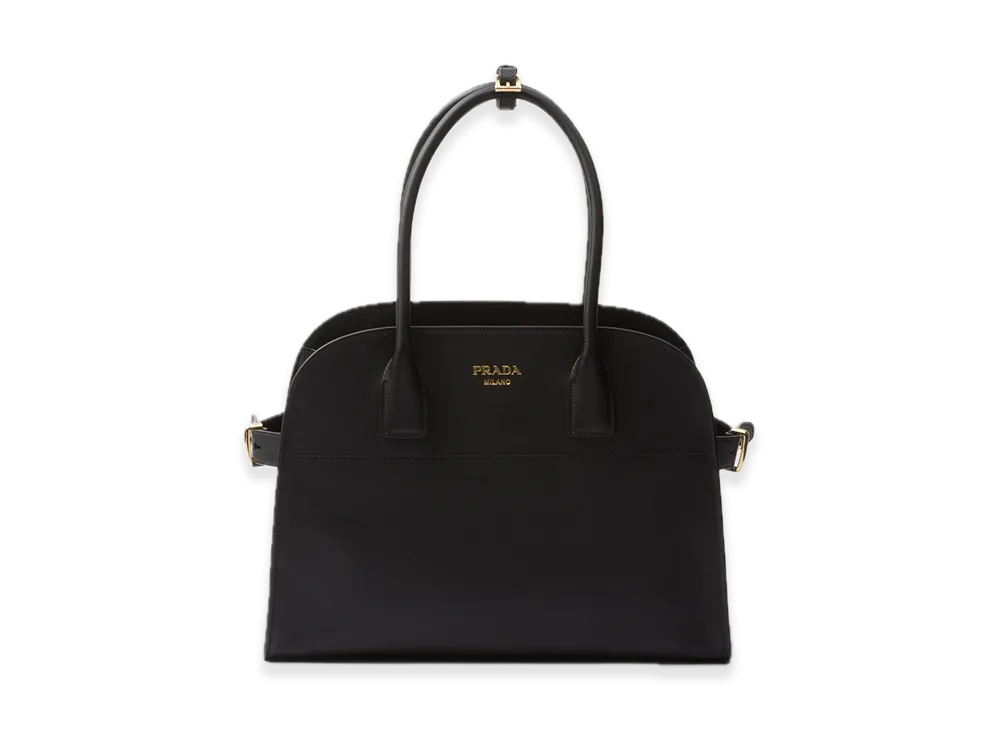 PRADA Medium Soft Grain Leather Tote Bag "Black"