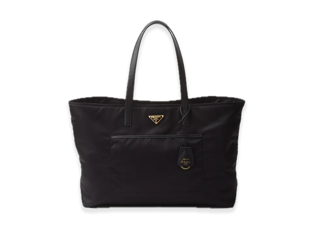 PRADA Re-Edition 1978 Re-Nylon x Saffiano Leather Large Tote Bag "Black"