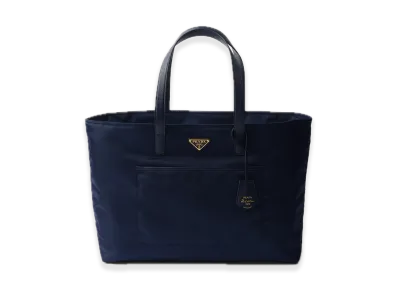PRADA Re-Edition 1978 Re-Nylon x Saffiano Leather Large Tote Bag "Navy"