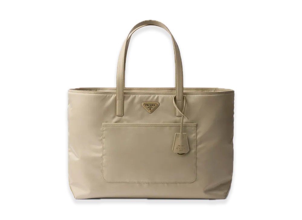 PRADA Re-Edition 1978 Re-Nylon x Saffiano Leather Large Tote Bag "Sand Beige"