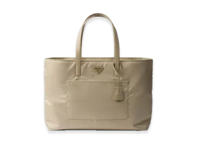 PRADA Re-Edition 1978 Re-Nylon x Saffiano Leather Large Tote Bag "Sand Beige"