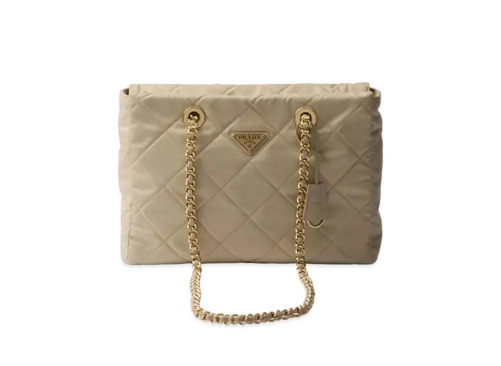 Prada Re-Edition 1995 Chaine Medium Re-Nylon Tote Bag "Sand Beige"