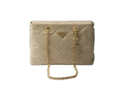 Prada Re-Edition 1995 Chaine Medium Re-Nylon Tote Bag "Sand Beige"