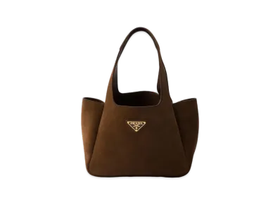 PRADA Mini Suede Shopping Bag "Dark Brown"
