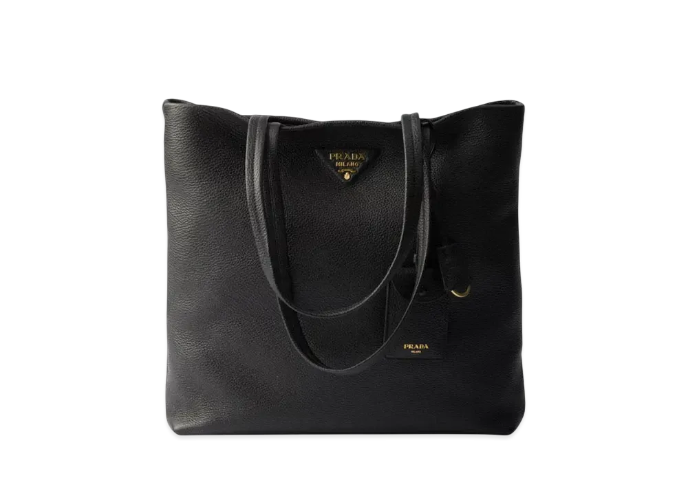 PRADA Large Leather Tote Bag "Black"