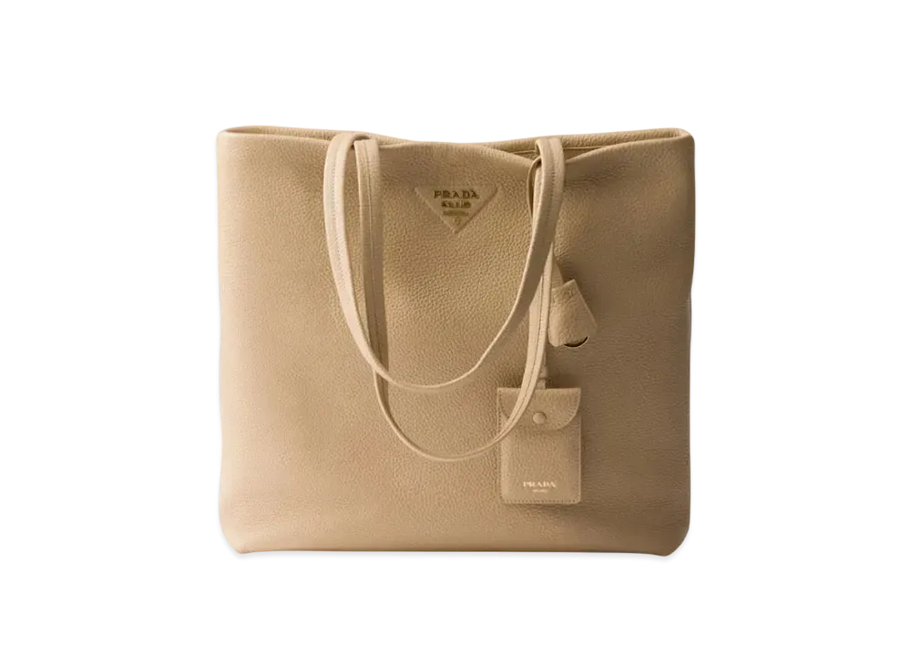 PRADA Large Leather Tote Bag "Sand Beige"