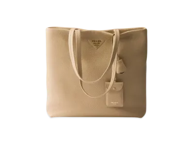 PRADA Large Leather Tote Bag "Sand Beige"